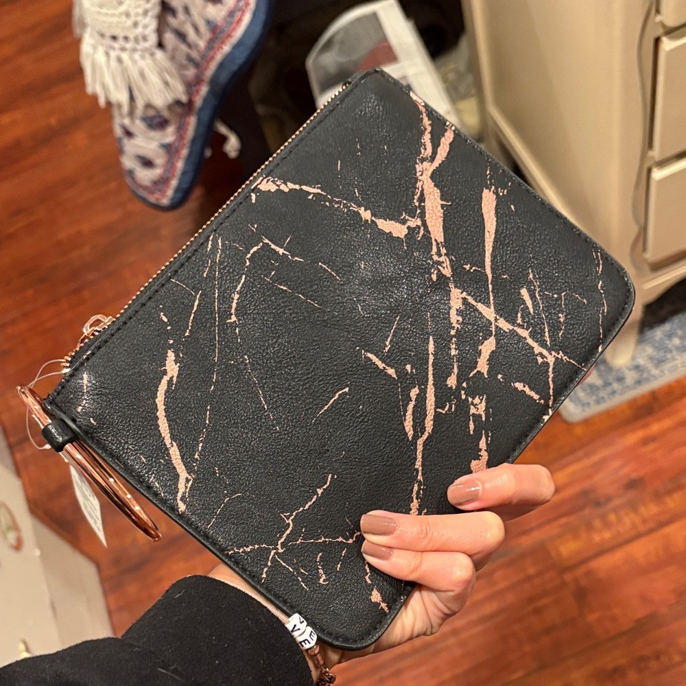 Black and Pink Marble Clutch